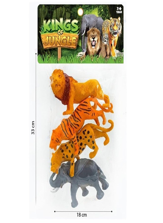 Mallexo Attractive Big Size Jungle Animals Toys for Kids 3+ | 4 PCs Realistic Cartoon Wild Safari Animal Toy Action Figure for Boys and Girls Birthday Gift for Children Wildlife Forest Janwar Toyset - Image 4